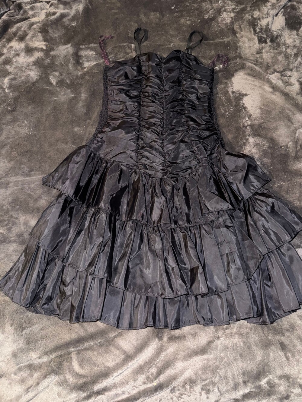 Vintage Positively Ellyn 90’s black ruffled smocked prom dress size 6